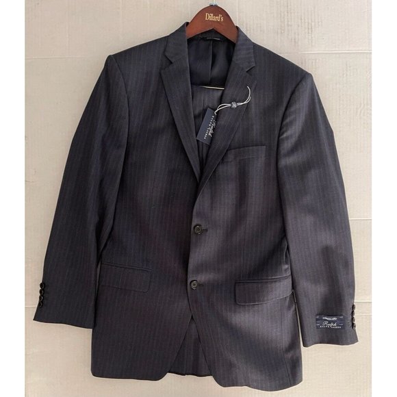 Ralph Lauren Suit Mens 40/32 Two Button Pant GrayPlaid Stretch Wool New